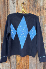 Sundry Argyle Pullover Sweater Deep Navy