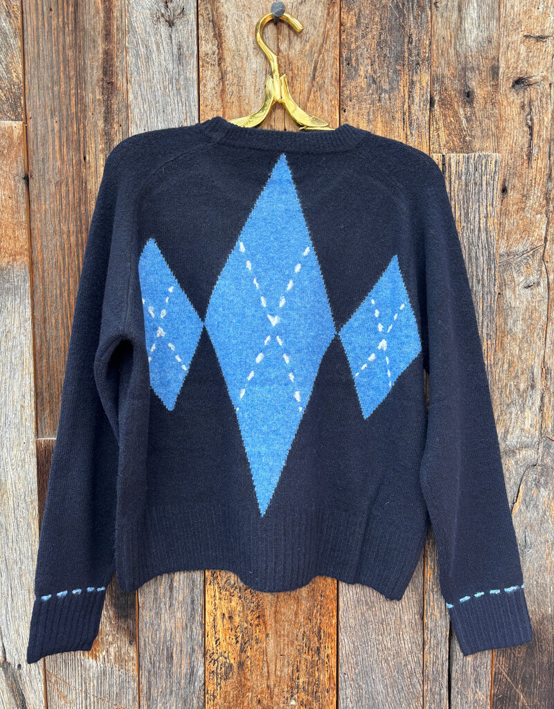 Sundry Argyle Pullover Sweater Deep Navy