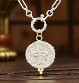 Ashton Handcrafted Jewelry Ashton SS Western Cross w/ Red Diamond Necklace