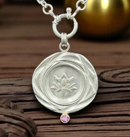 Ashton Handcrafted Jewelry Ashton SS Lotus Flower w/ Pink Sapphire Necklace