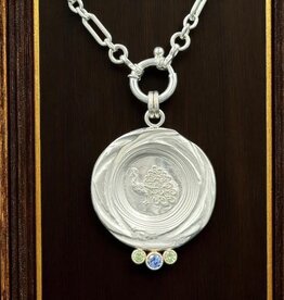 Ashton Handcrafted Jewelry Ashton SS Peacock w/ Blue and Green Sapphires Necklace