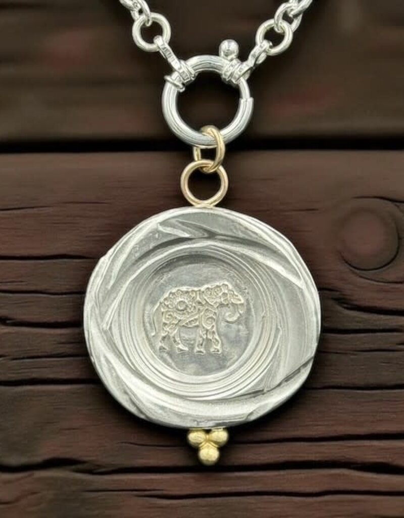 Ashton Handcrafted Jewelry Ashton SS Elephant w/ 18k Gold Accents Necklace