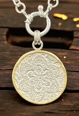 Ashton Handcrafted Jewelry Ashton Fiore Medallion Necklace SS 18K Gold Wrapped