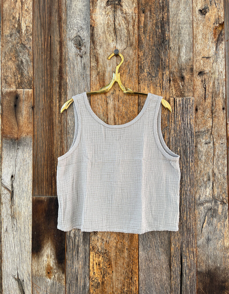 It Is Well Organic Reversible Gauze Tank Slate Gray