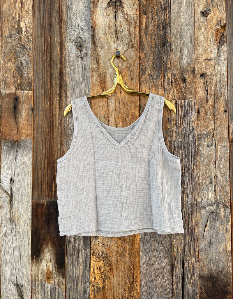 It Is Well Organic Reversible Gauze Tank Slate Gray