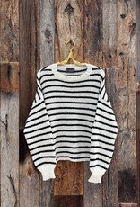 Wooden Ships Wooden Ships Madeline Striped Crew Chunky Pure Snow/Black