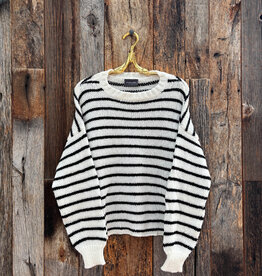 Wooden Ships Wooden Ships Madeline Striped Crew Chunky Pure Snow/Black