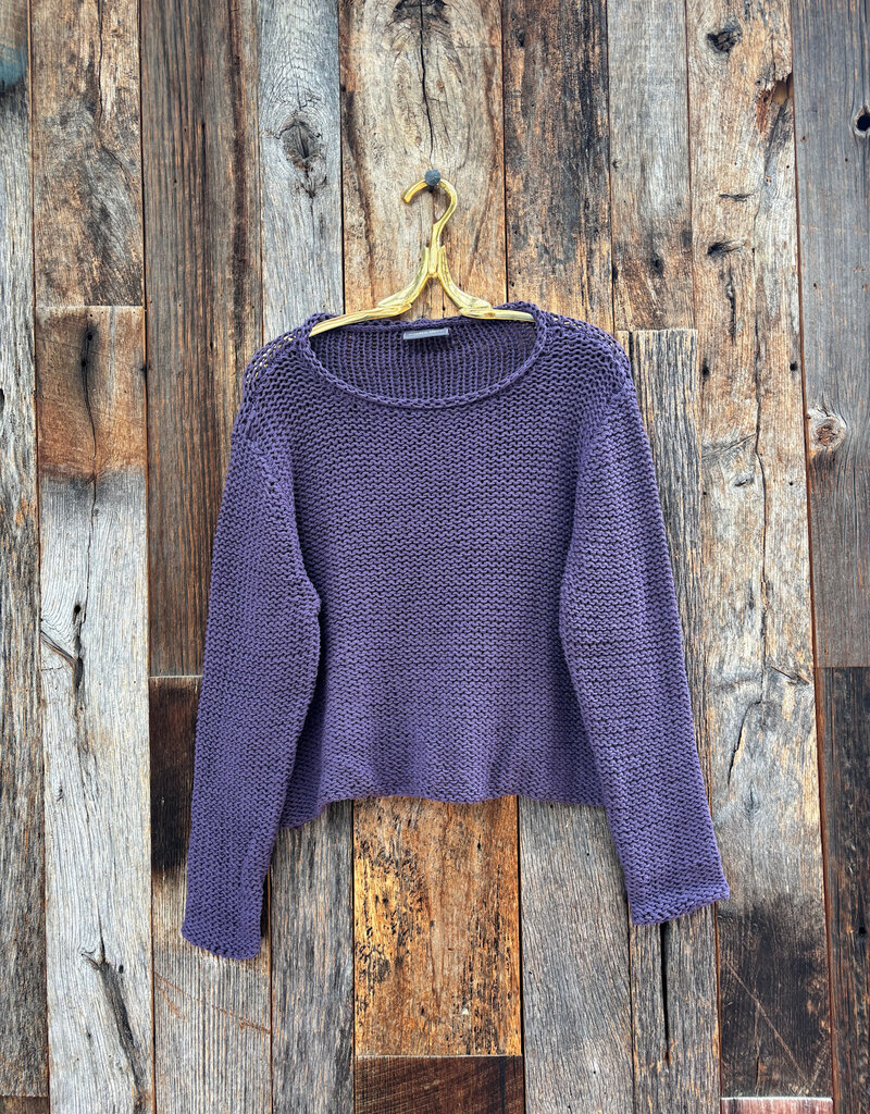 Wooden Ships Wooden Ships Maui Cropped Chunky Crew Cotton Purple Breeze