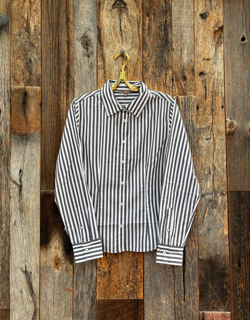 Lilla P Lilla P Slim Fit Button Down Navy/White Stripe