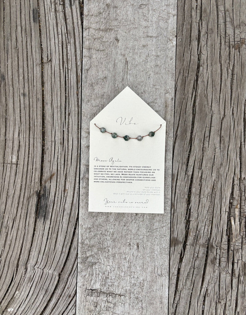 Vibe Necklace Moss Agate  5 Stone