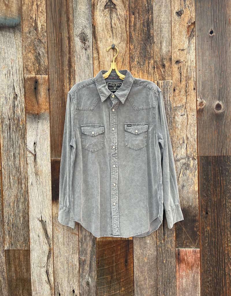 True Grit True Grit Jackson Cord L/S 2 Pocket Western Shirt Charcoal