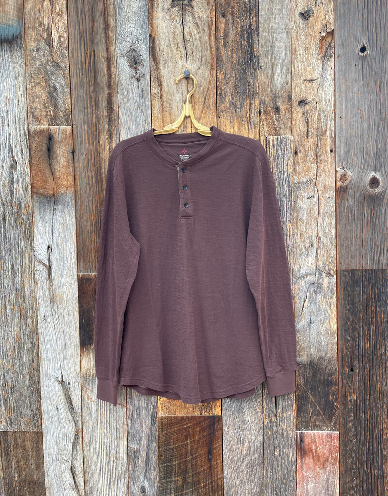True Grit True Grit Waffle Slub L/S Henley Chocolate