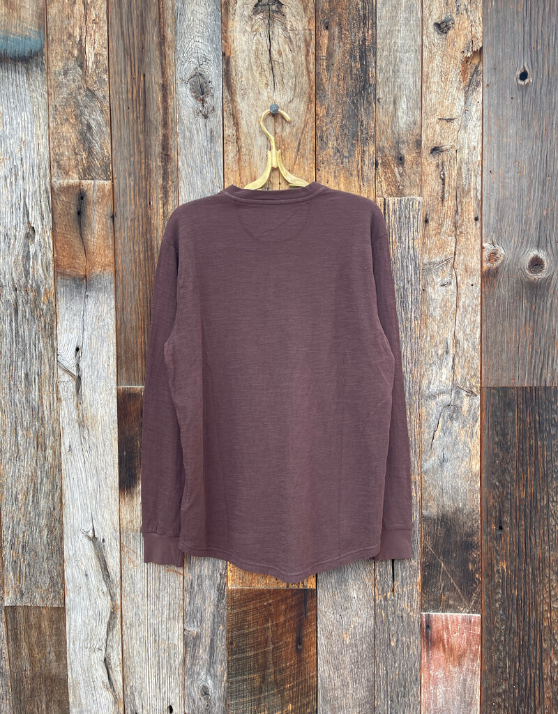 True Grit True Grit Waffle Slub L/S Henley Chocolate