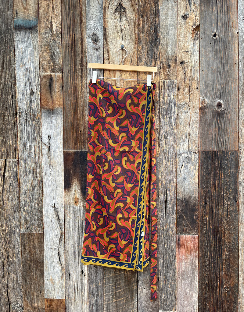 Chan Luu Hibiscus Silk Wrap Skirt Chocolate