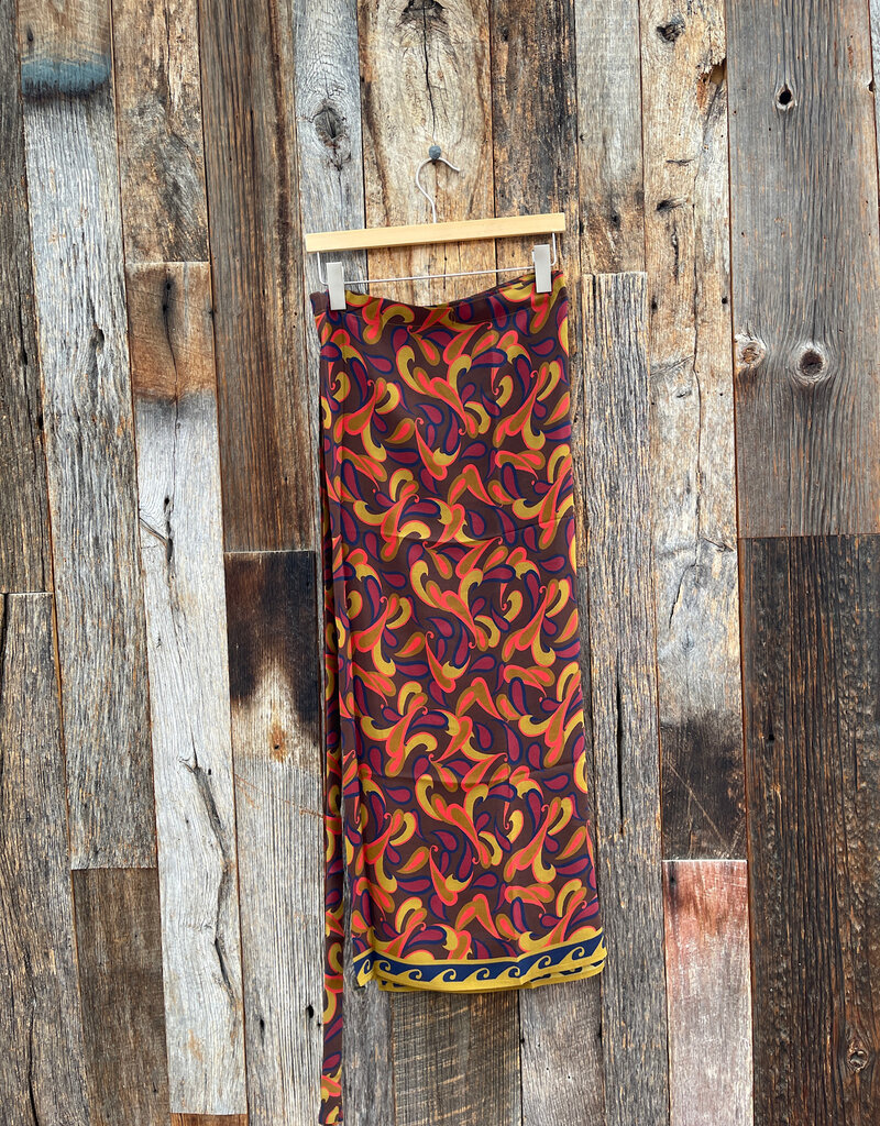 Chan Luu Hibiscus Silk Wrap Skirt Chocolate