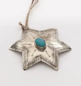 J. Alexander Oval Silver Ornament w/ Turquoise