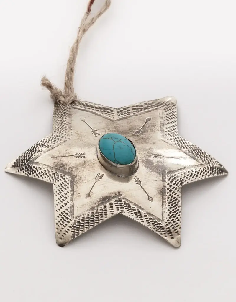J. Alexander Oval Silver Ornament w/ Turquoise