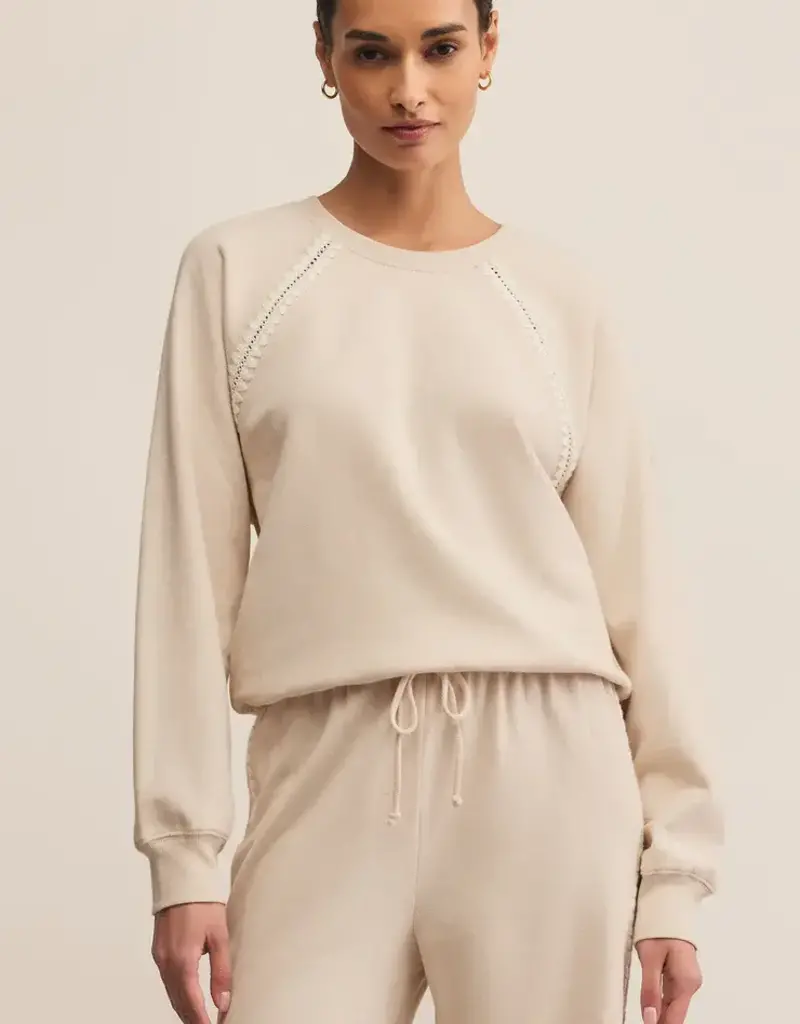Z Supply Z Supply All Around Embroidered Sweatshirt Crystal