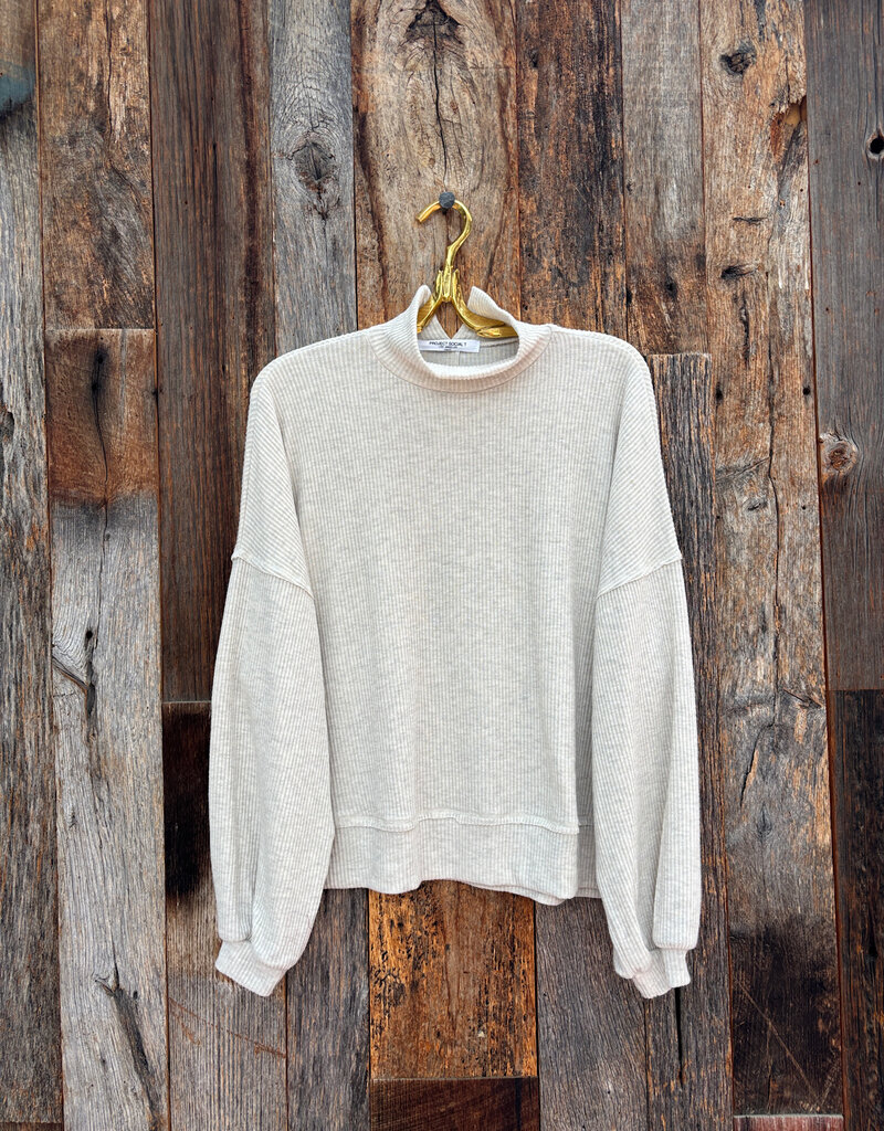 Project Social T Project Social T Beca Cozy Rib Funnel Neck Top Oatmeal