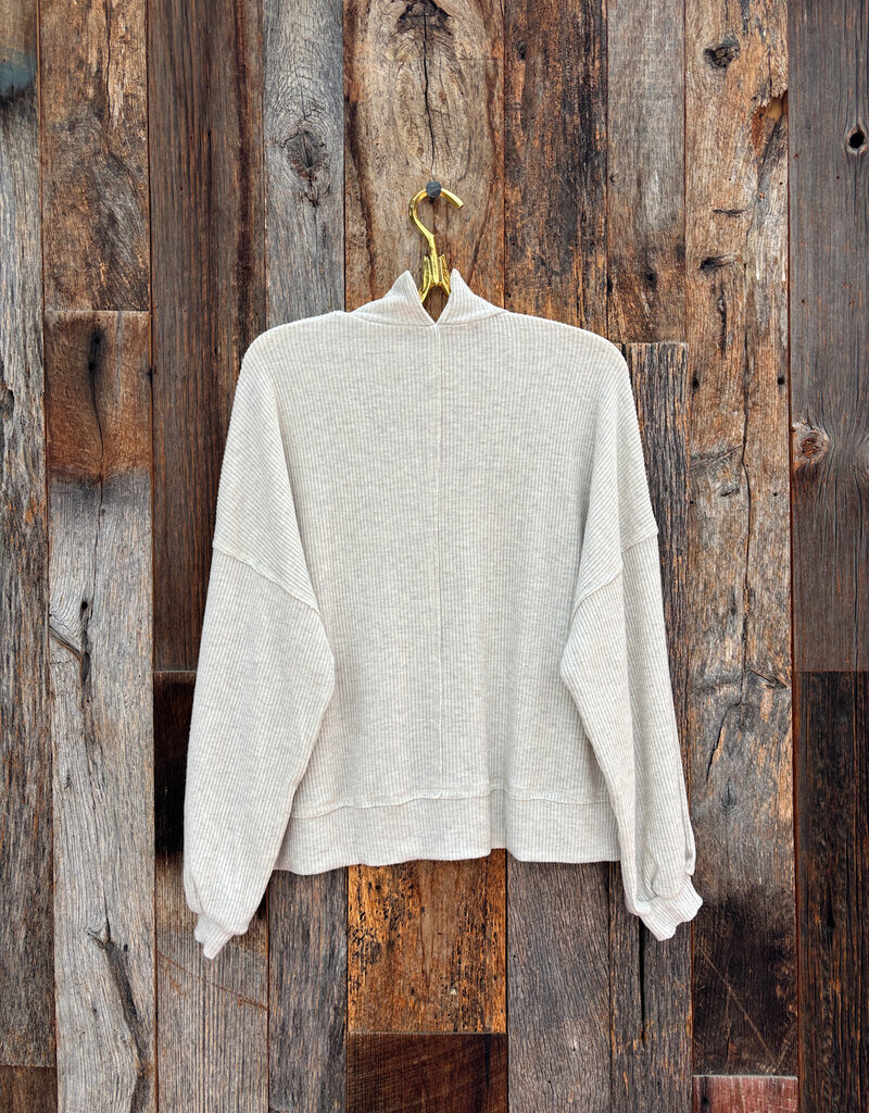 Project Social T Project Social T Beca Cozy Rib Funnel Neck Top Oatmeal