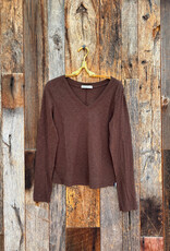 Stateside Stateside Supima Slub Jersey L/S V-Neck Espresso