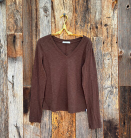 Stateside Stateside Supima Slub Jersey L/S V-Neck Espresso