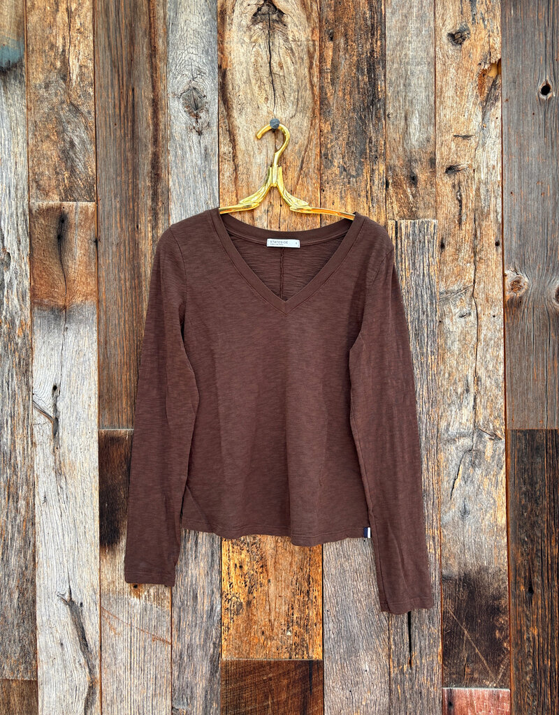 Stateside Stateside Supima Slub Jersey L/S V-Neck Espresso