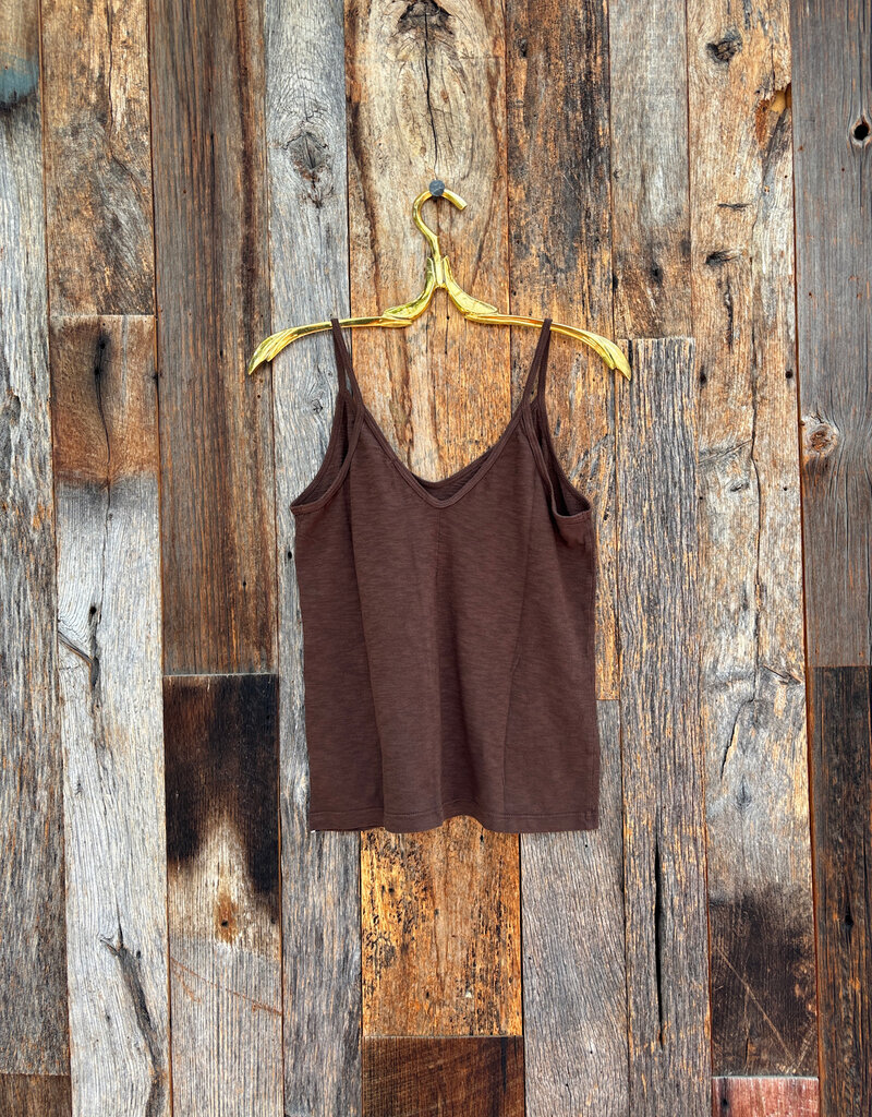 Stateside Stateside Supima Slub Jersey V-Neck Cami Espresso