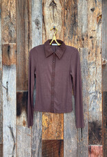 Stateside Stateside 2x1 Fine Rib Buttoned Down Top Espresso