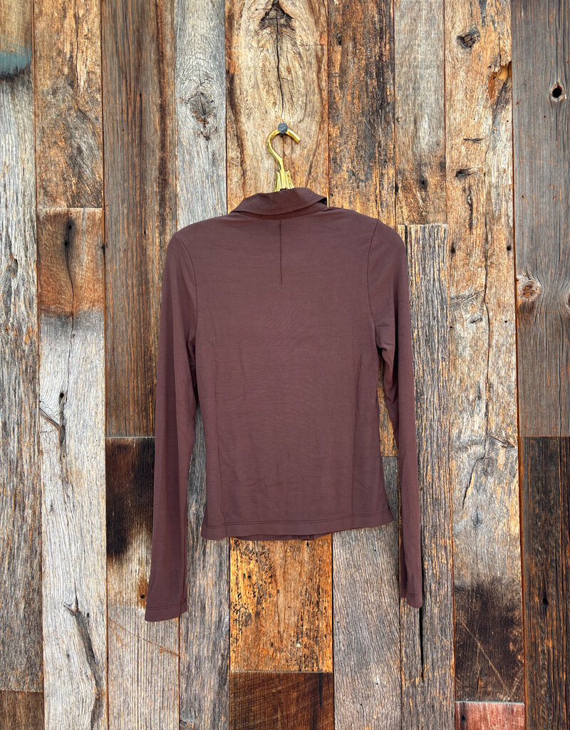 Stateside Stateside 2x1 Fine Rib Buttoned Down Top Espresso