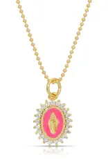 Joy Dravecky Joy Dravecky Mini Lady Lourdes Necklace Hot Pink