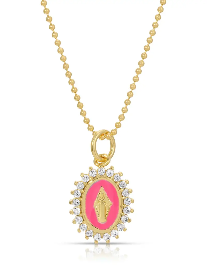 Joy Dravecky Joy Dravecky Mini Lady Lourdes Necklace Hot Pink