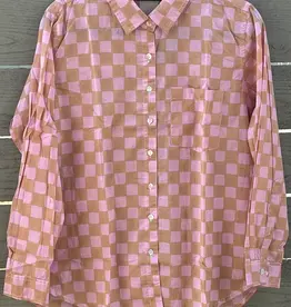 ...and for Good And For Good Boyfriend Shirt Checkerboard Overdye Pink Baked Clay