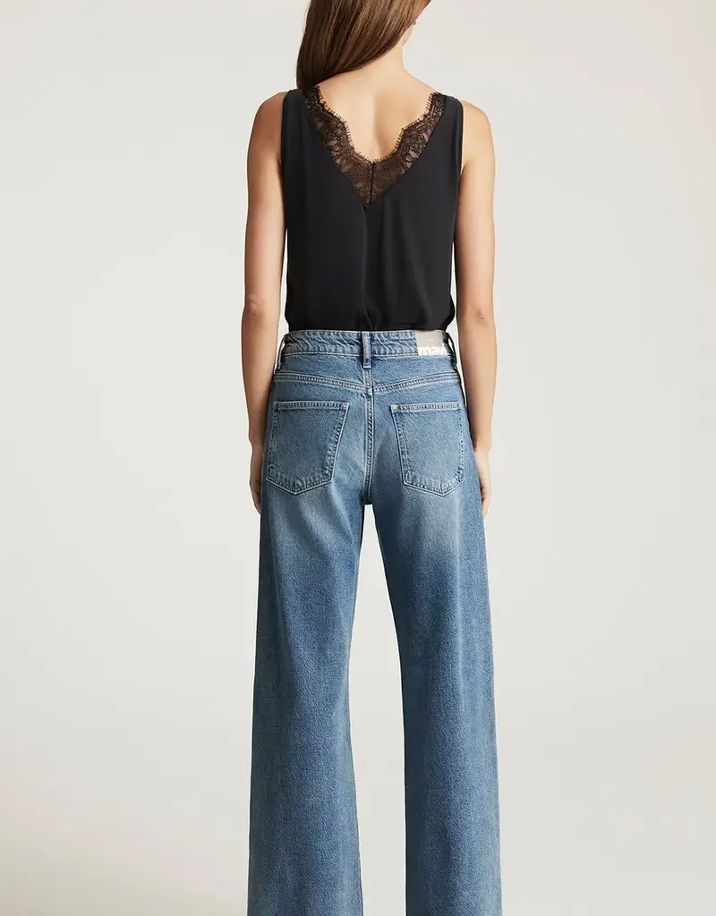 Mavi Florida Mid Rise Wide Leg Jeans Dark Used Classic Blue