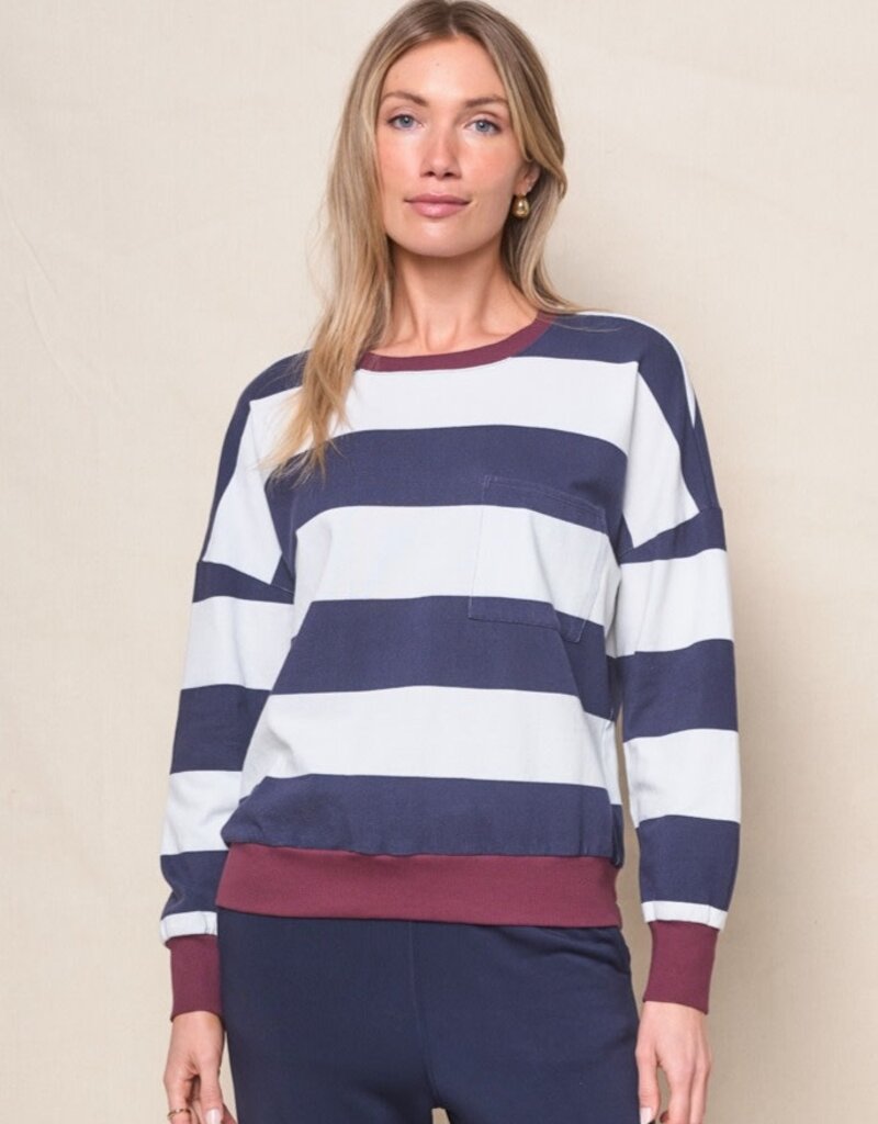 Stateside Stateside Wide Stripe Sweatshirt Tee New Navy/Cream