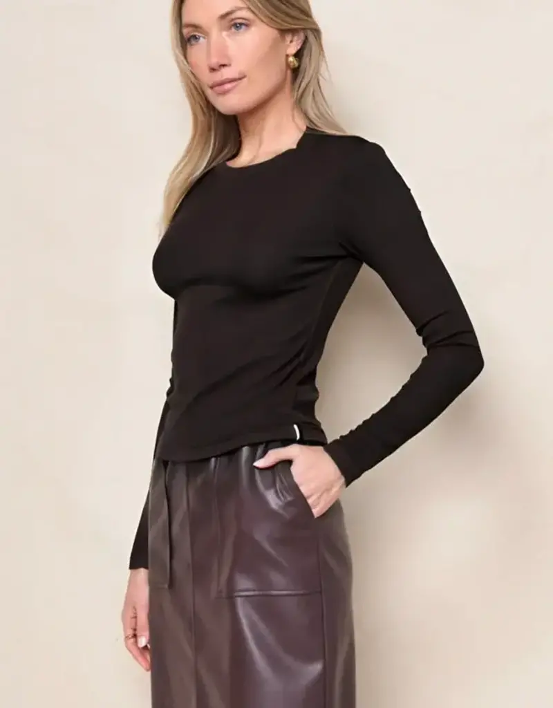 Stateside Stateside 2x1 Fine Rib L/S Crew Black