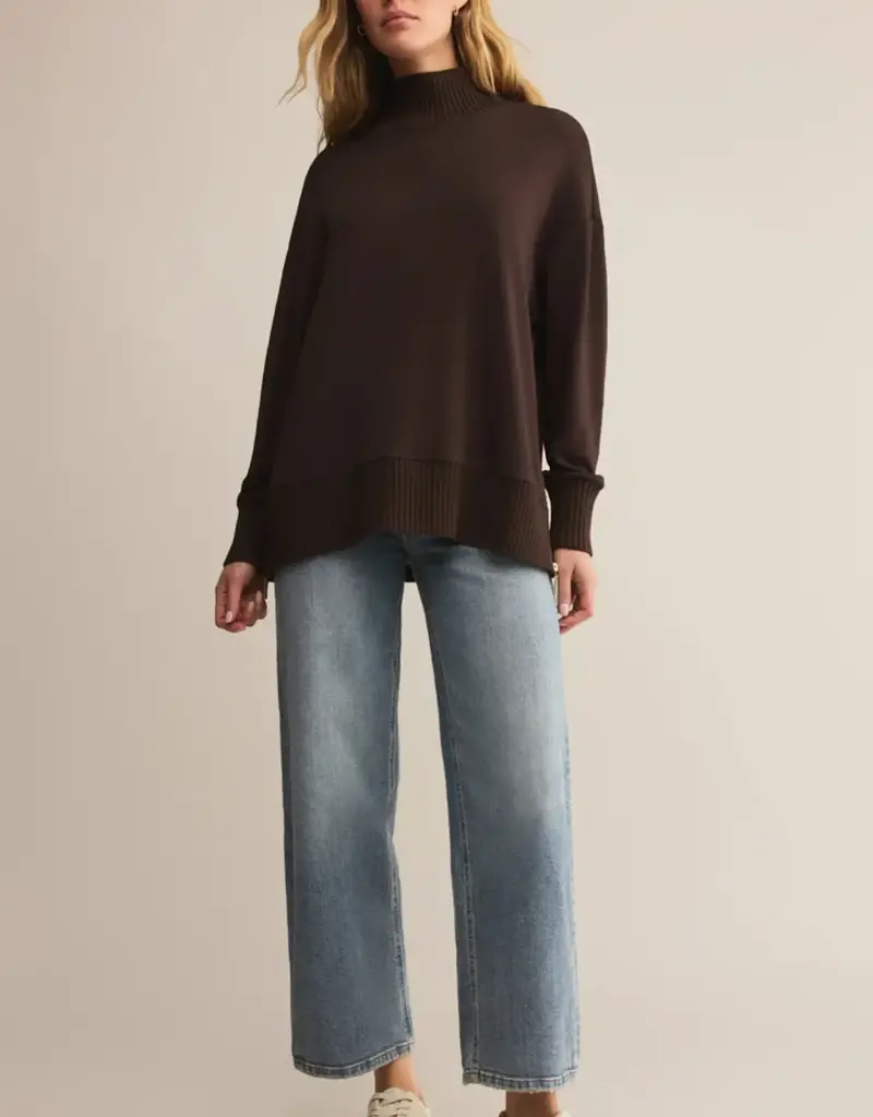 Z Supply Z Supply Sable Rib Sweatshirt Chocolate Cherry