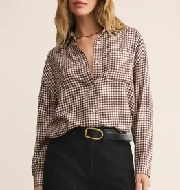 Z Supply Z Supply River Plaid Button Up Chocolate Cherry