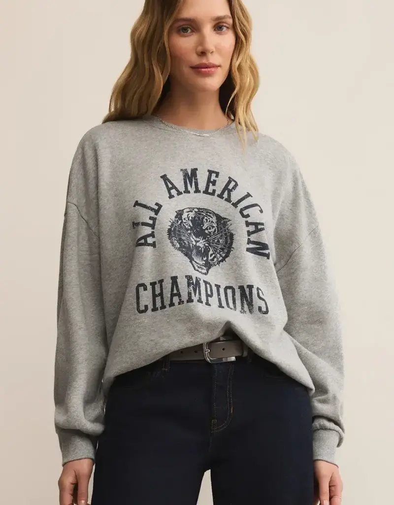 Z Supply Z Supply Champs Sunday Sweatshirt Classic Heather Grey