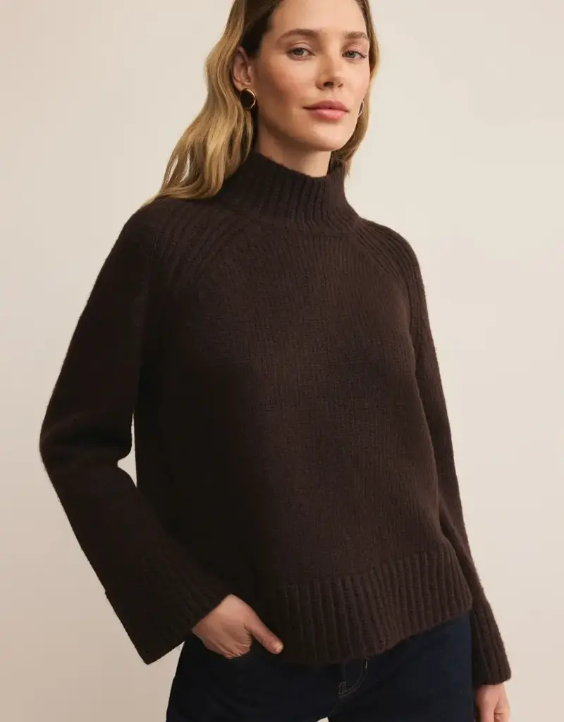 Z Supply Z Supply Emerge Funnel Neck Sweater Chocolate Cherry