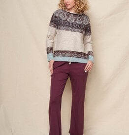 Sundry Reverse Jacquard Pullover Sweater Oyster