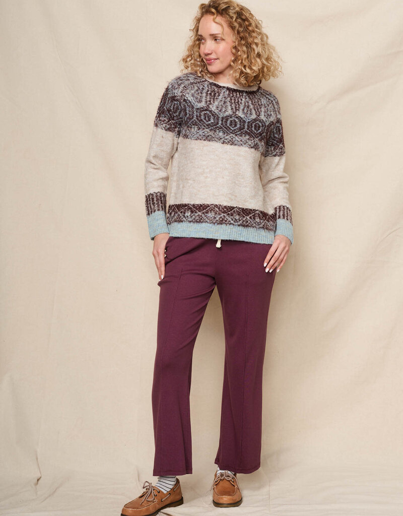 Sundry Reverse Jacquard Pullover Sweater Oyster
