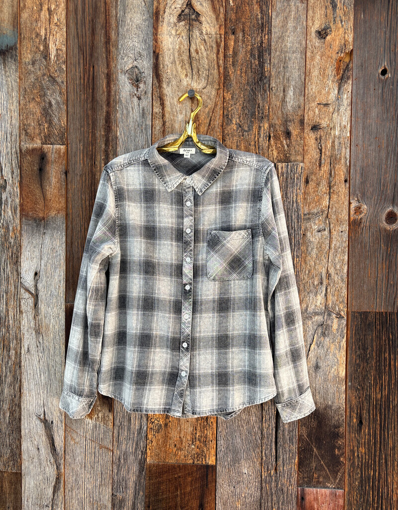 Dylan Dylan Asher Plaid Button Up Black/Grey