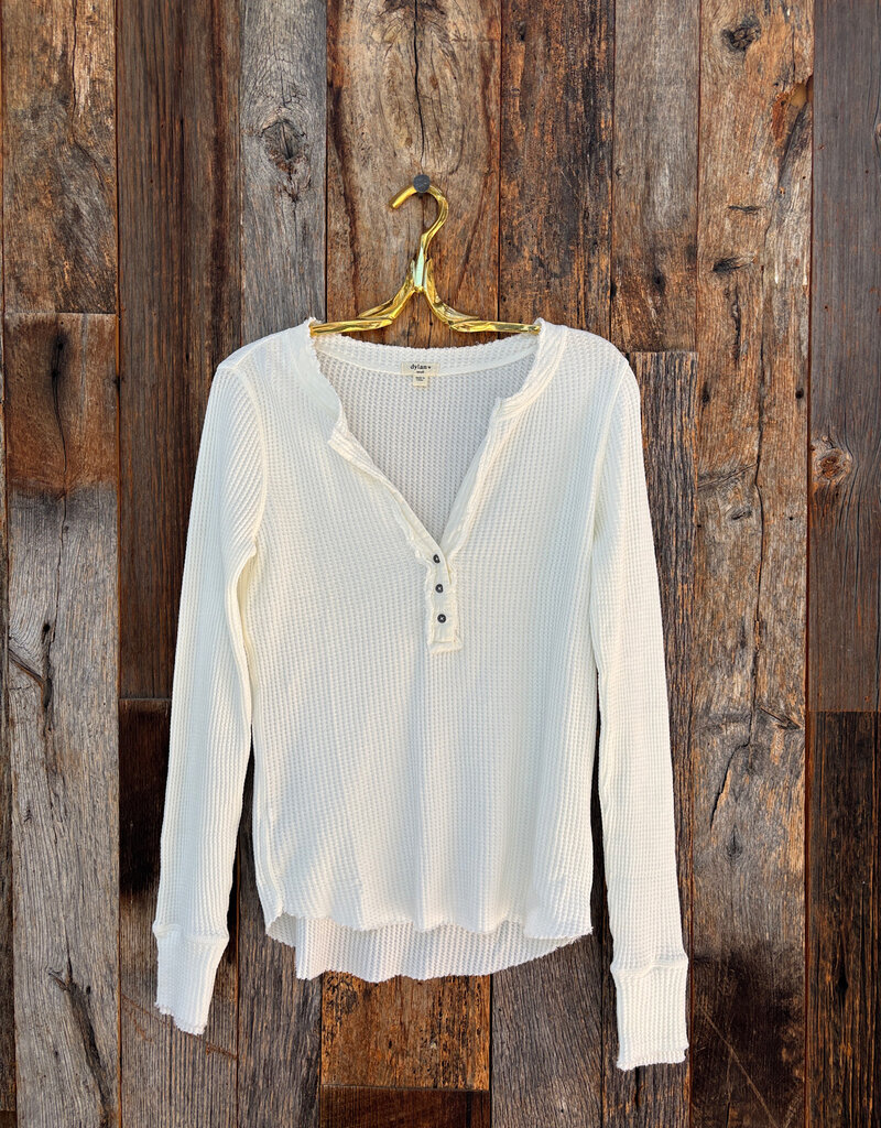 Dylan Dylan Brooks Button Top Winter White