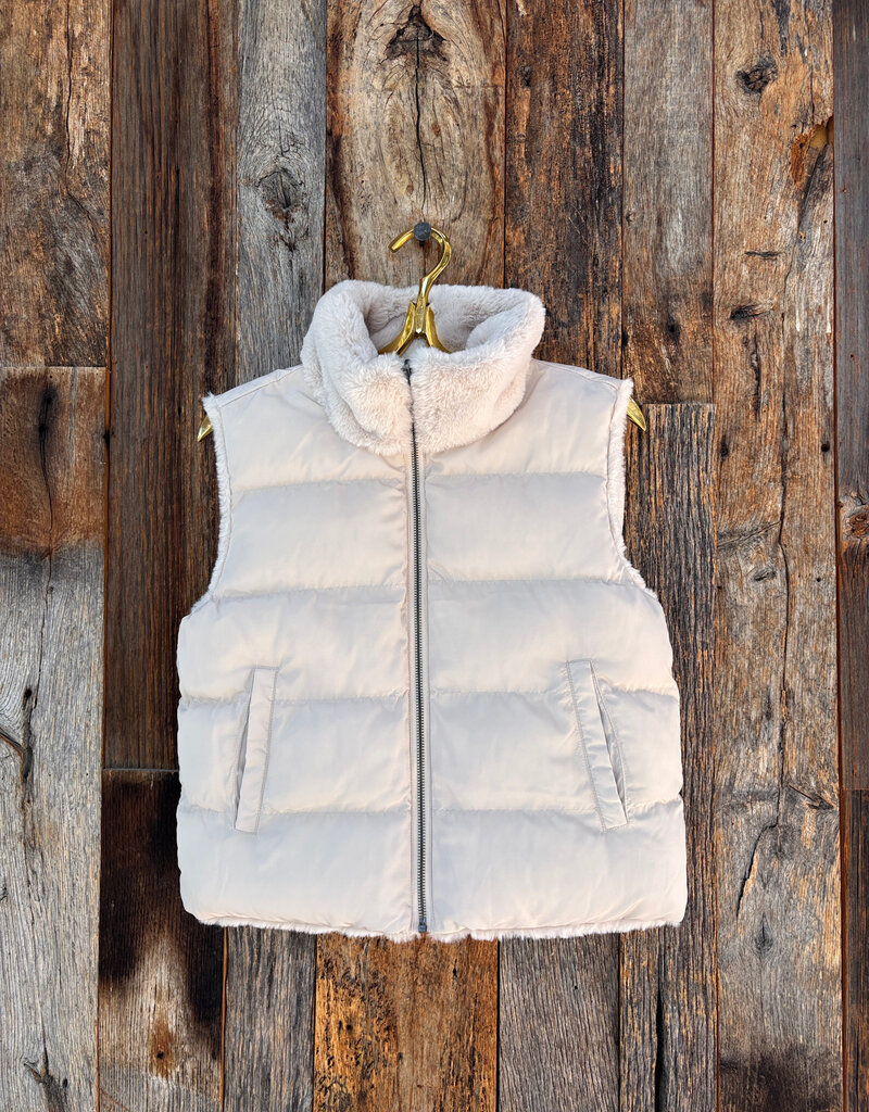 Dylan Dylan Classic Fur Vest Reversable Ecru