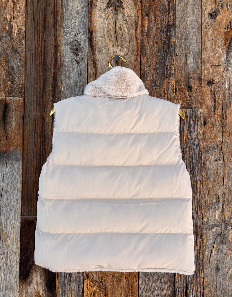Dylan Dylan Classic Fur Vest Reversable Ecru