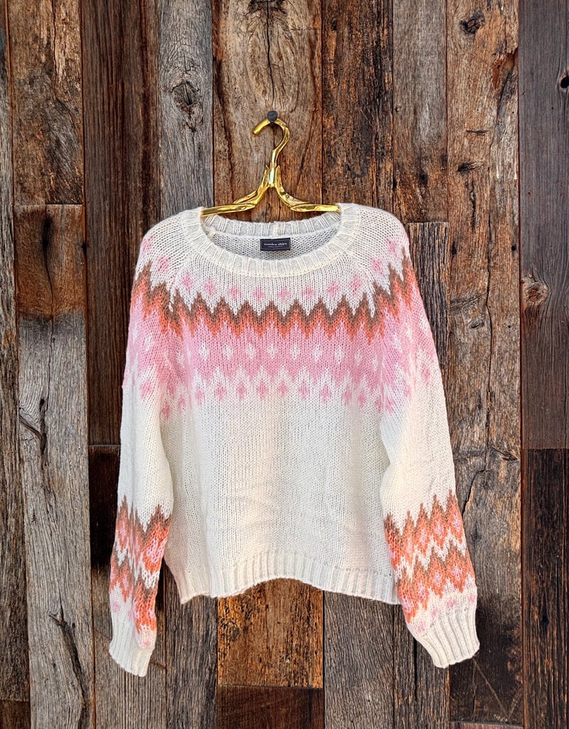 Wooden Ships Wooden Ships Jaxon Fair Isle Raglan Chunky Pure Snow Multi