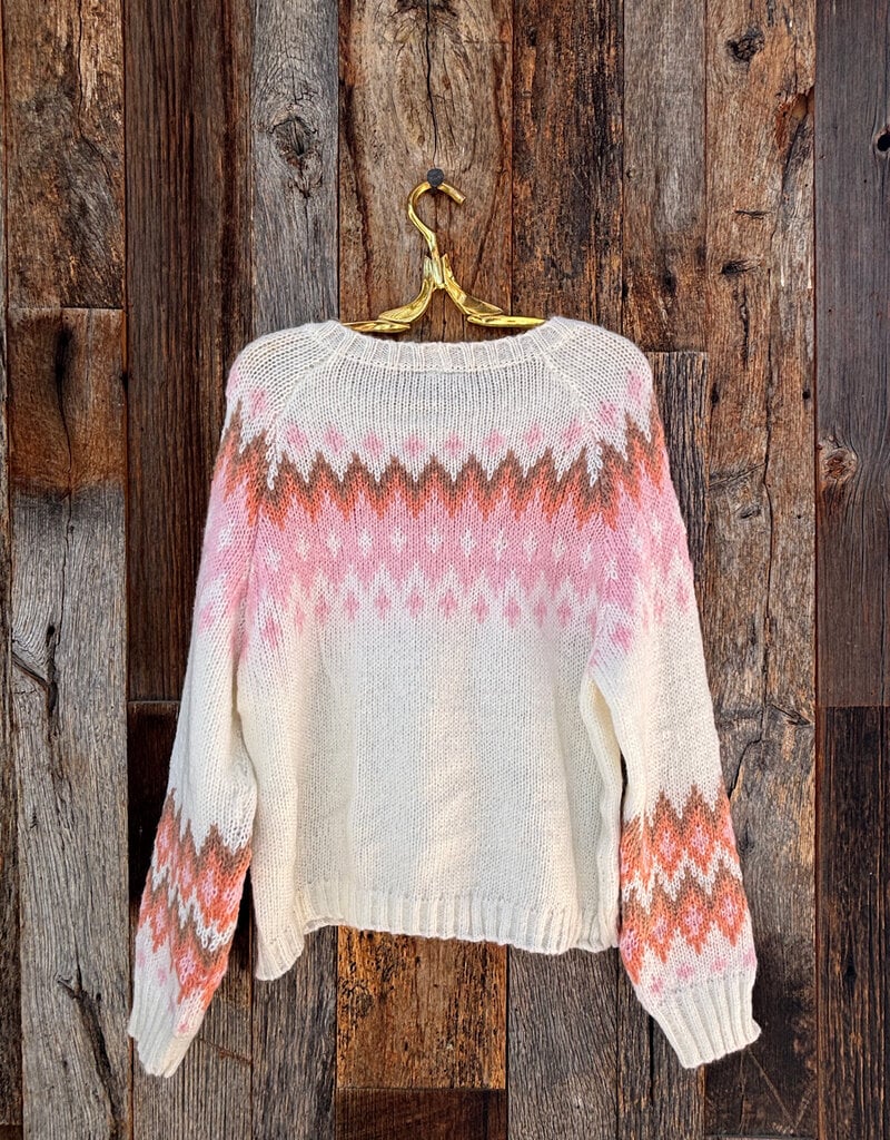 Wooden Ships Wooden Ships Jaxon Fair Isle Raglan Chunky Pure Snow Multi