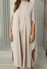 Milio Milano Milio Milano Italian Knit Drop Shoulder Open Long Cardigan Earth Beige