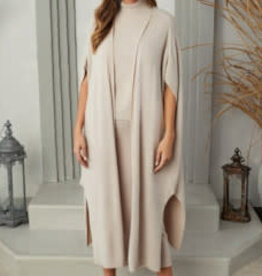 Milio Milano Milio Milano Italian Knit Drop Shoulder Open Long Cardigan Earth Beige